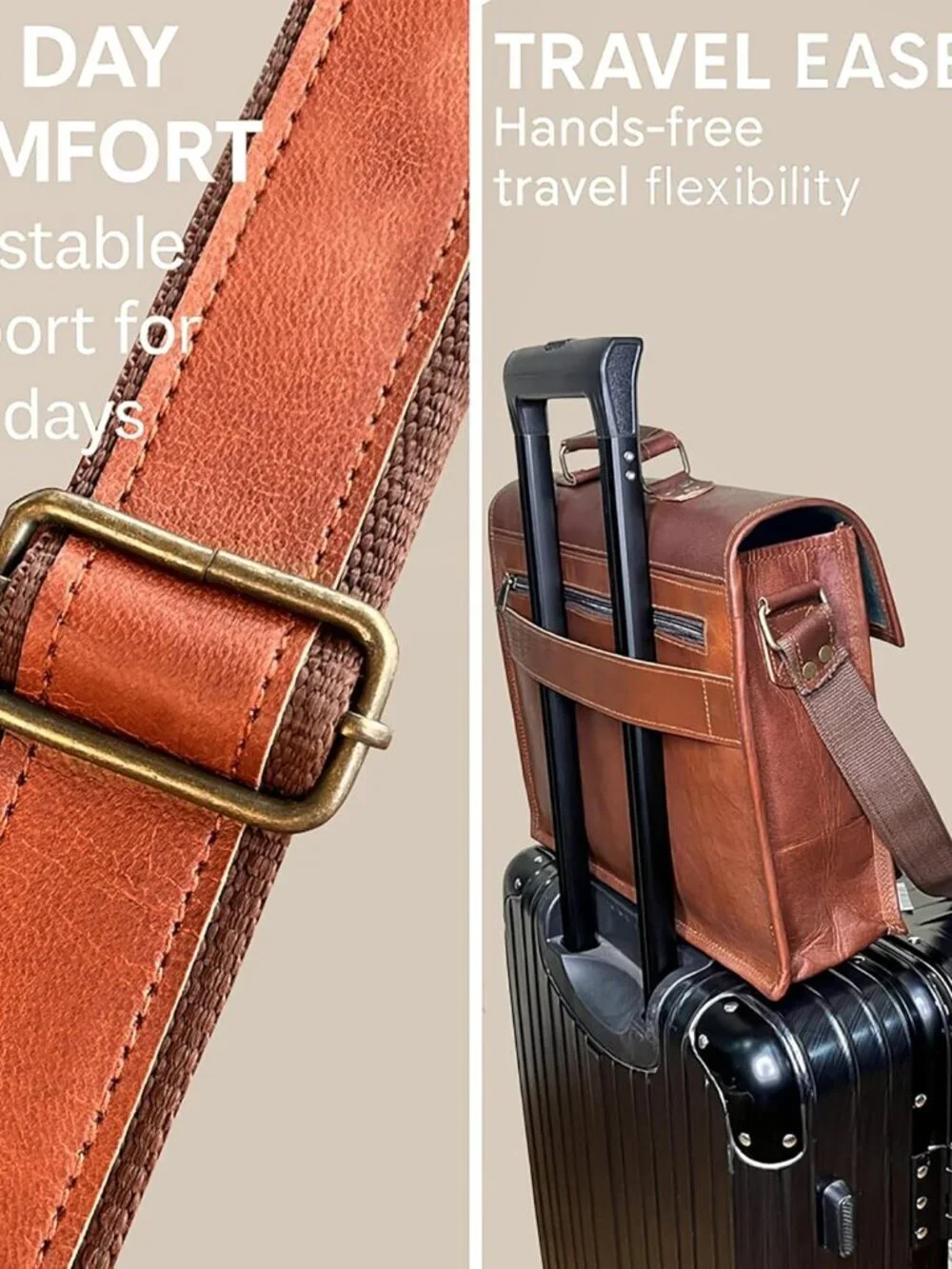 Men's Brown Grain Leather Vintage Satchel Travel Crossbody Stylish Messenger Bag